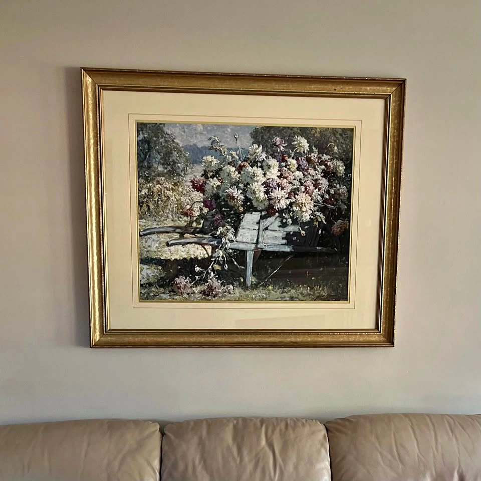 Large Impressionist Floral Art Print “Barrow of Blooms”