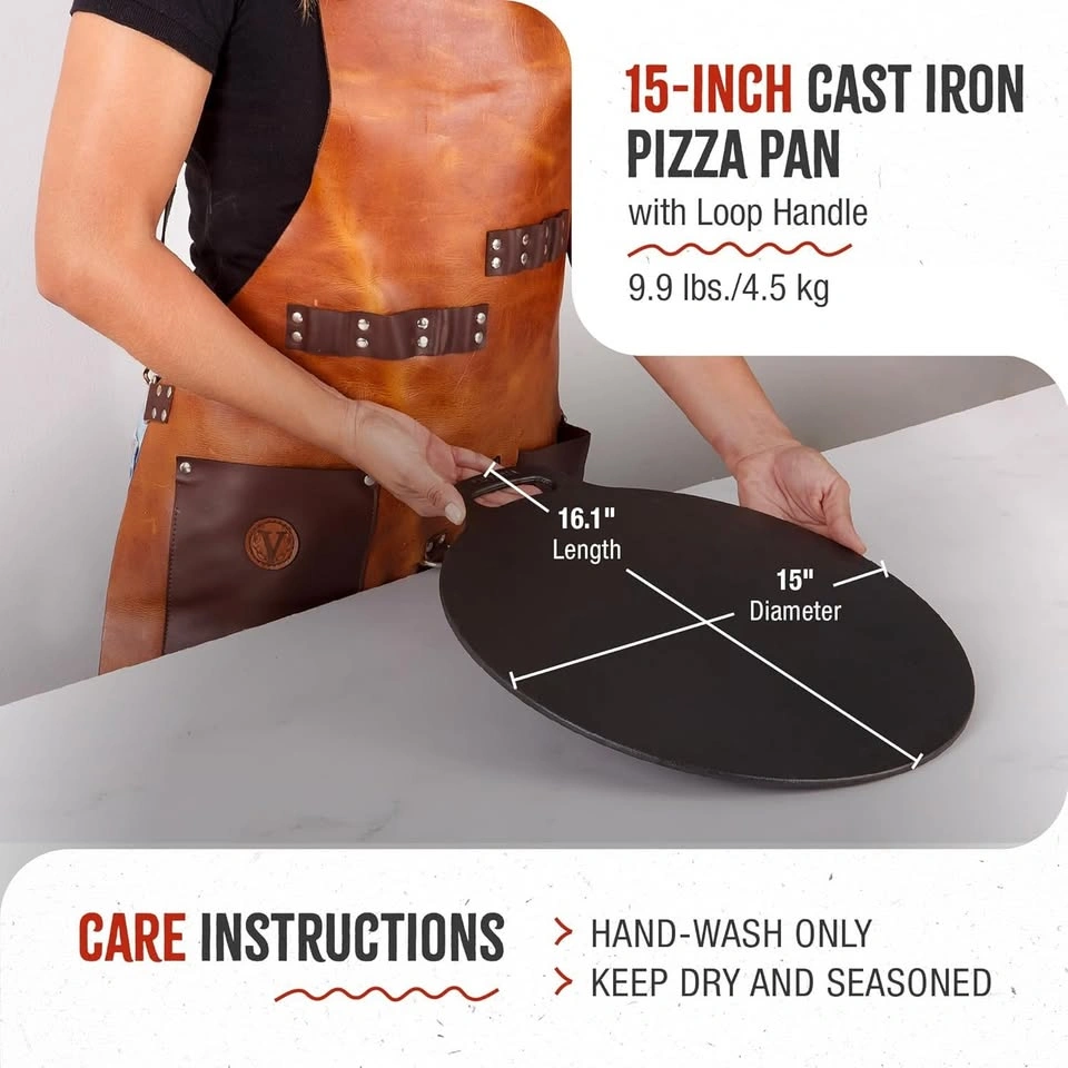 Victoria 15-Inch Cast Iron Pizza / Crepe Pan (Seasoned) - photo 2