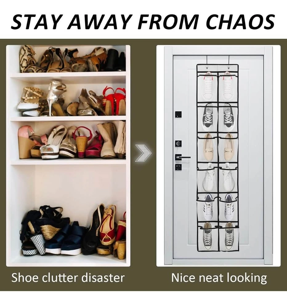 New 2 Pack Large Pocket Over Door Shoe Organizer - photo 4