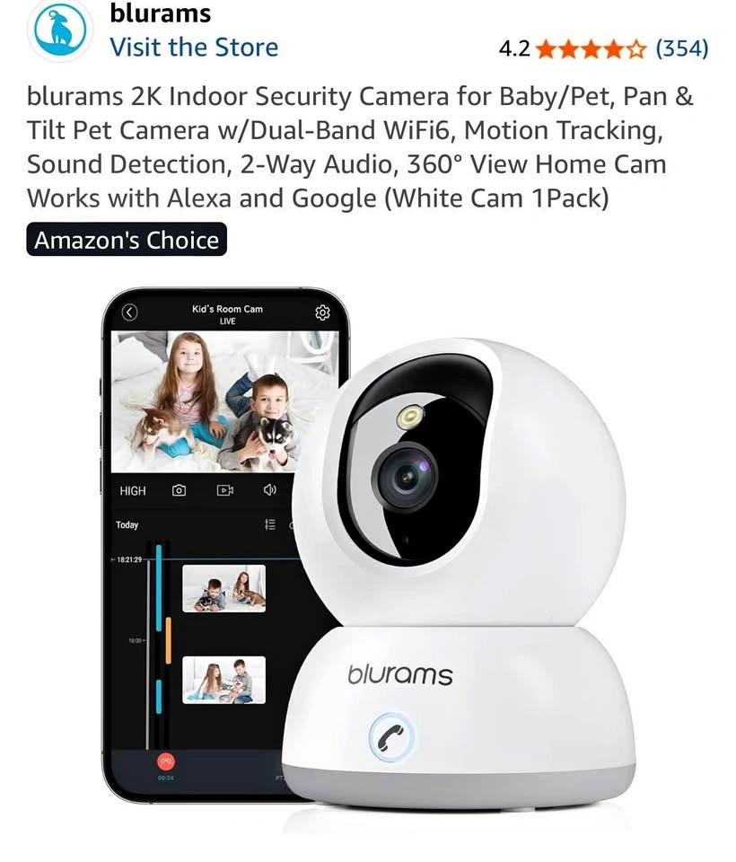 Blurams 2K Indoor Security Camera for Baby/Pet