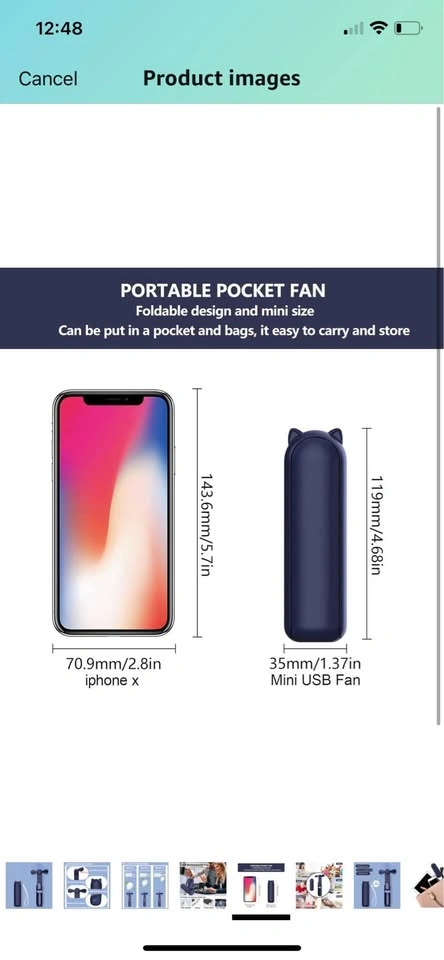 Handheld Fan, Mini Portable Fan for Travel, Pocket Personal Fan - photo 3