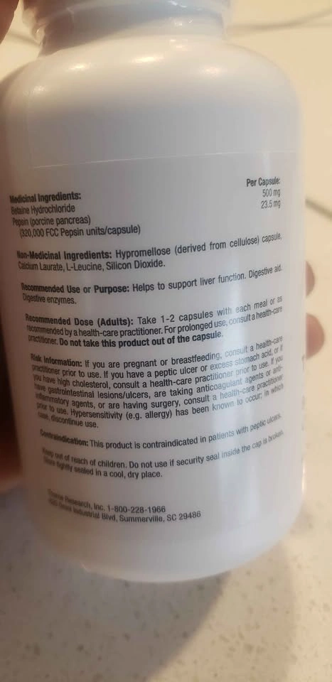 Brand new Betaine HCL & Pepsin - photo 3