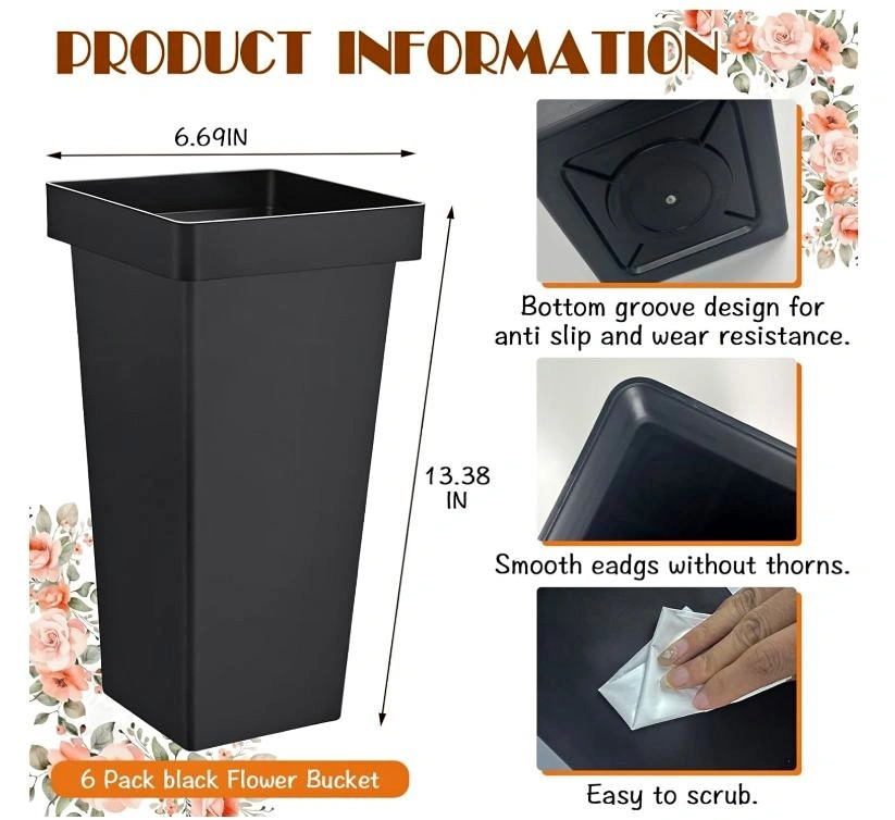 New 4 Pack Plastic Flower Vases/Buckets for Decor