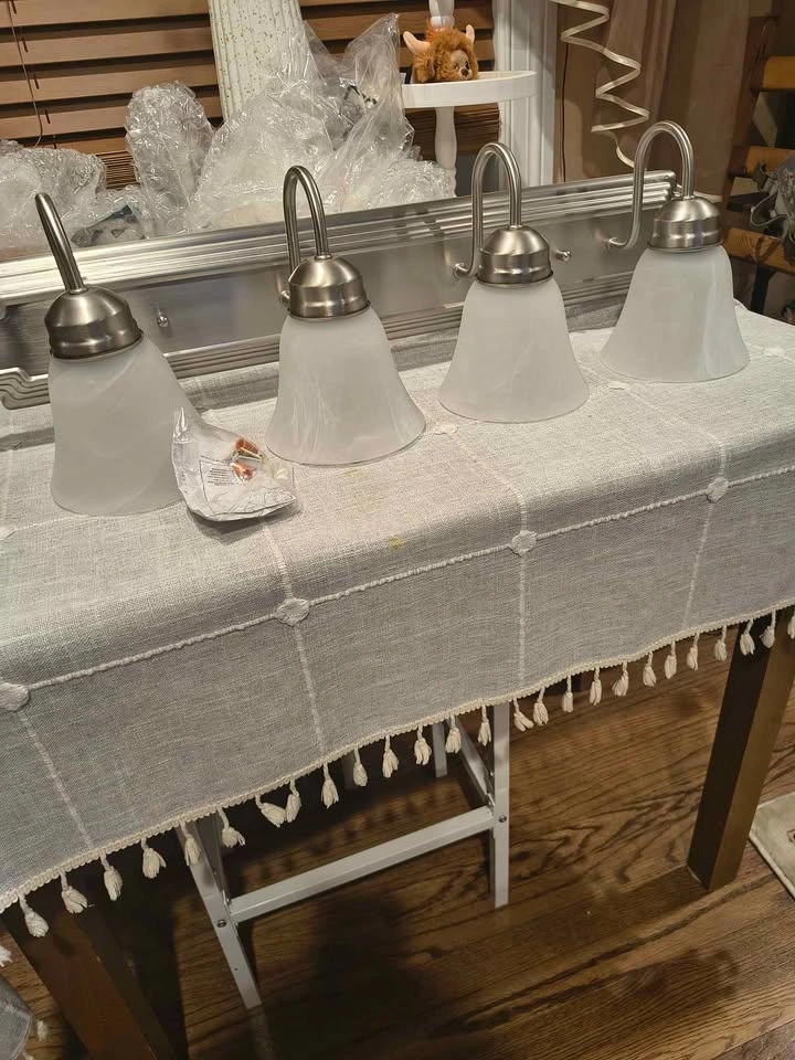 4-Light Bath Vanity, Satin Nickel Finish w/ Faux Alabaster Glass - photo 4