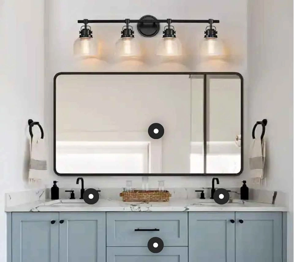 4-Light Bathroom Vanity Light with Clear Prismatic Glass Shade,