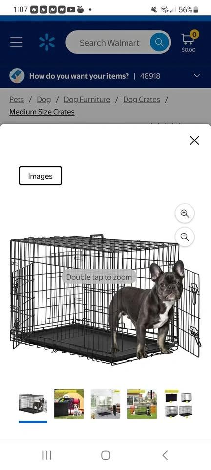 Dog crate with dog bed