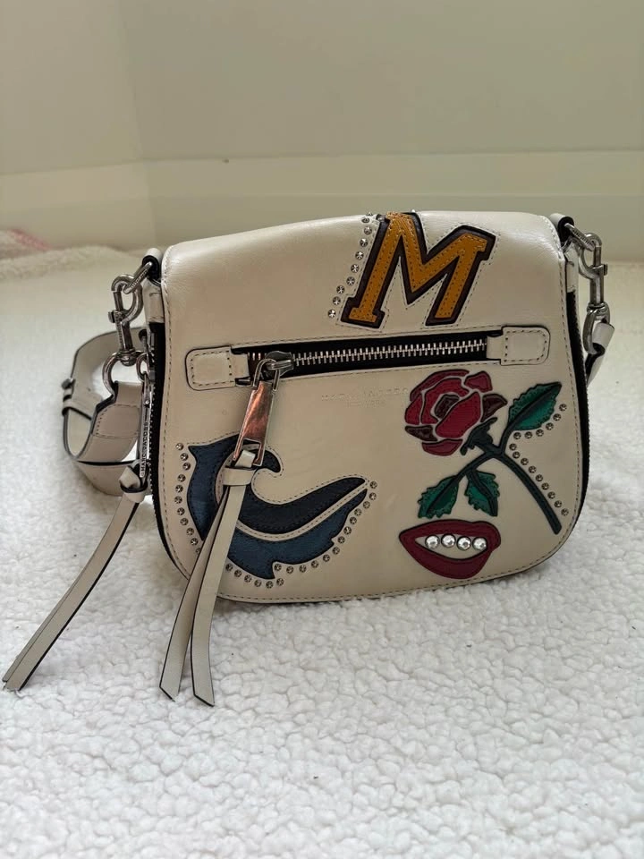 Marc Jacobs Maverick Cream Embellished Collage Saddle Crossbody - photo 2