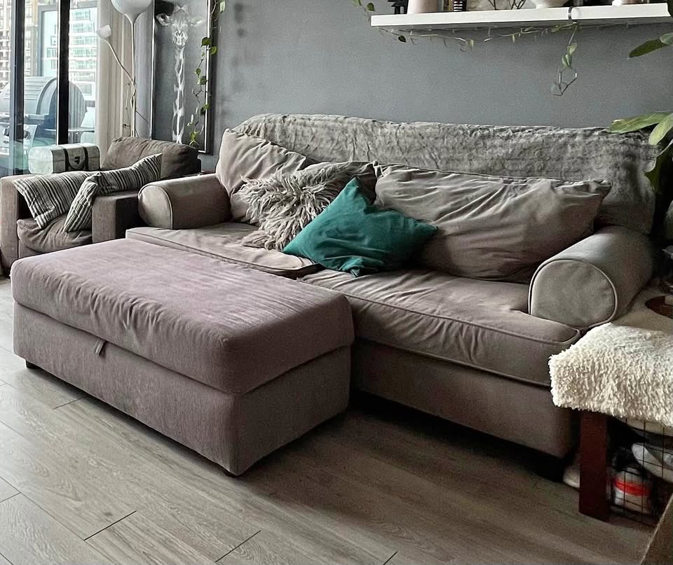 Faux suede gray sofa/couch