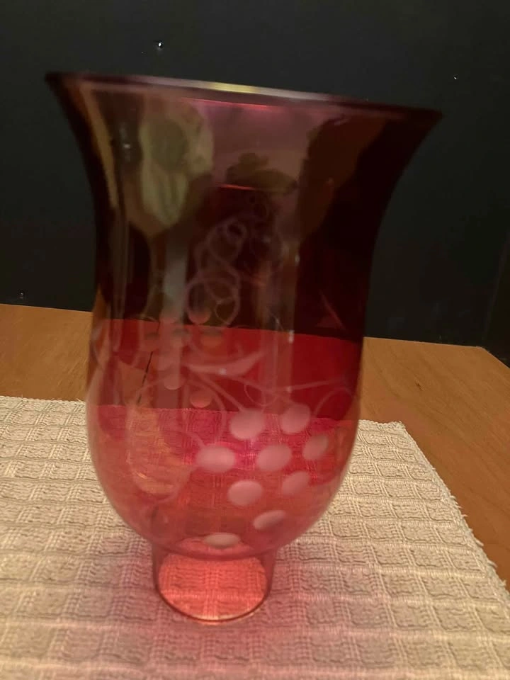 1940s Vintage Crystal Drops Rose Hurricane Dresser Lamp - photo 4