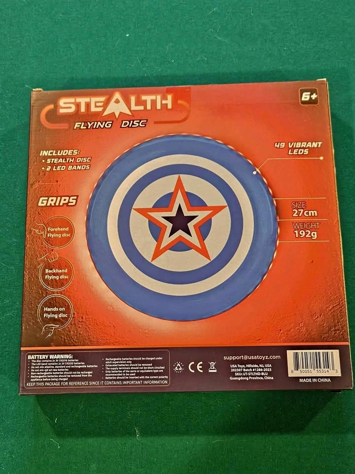 New Shield Design Stealth Lighted Flying Disc