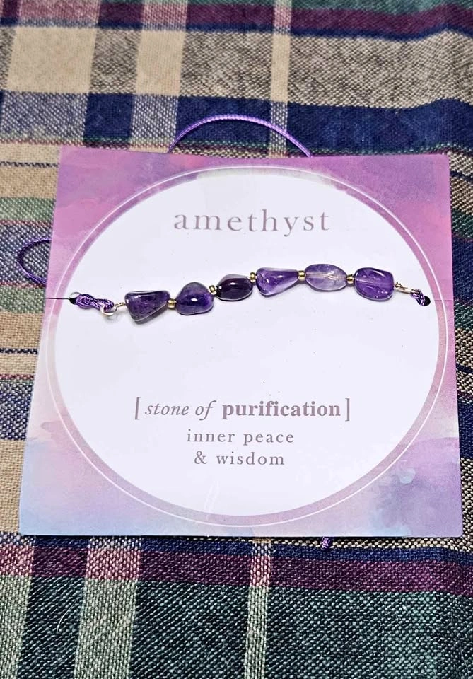 Amethyst Stone of Purification, Inner Peace, Wisdom Rope Bracele
