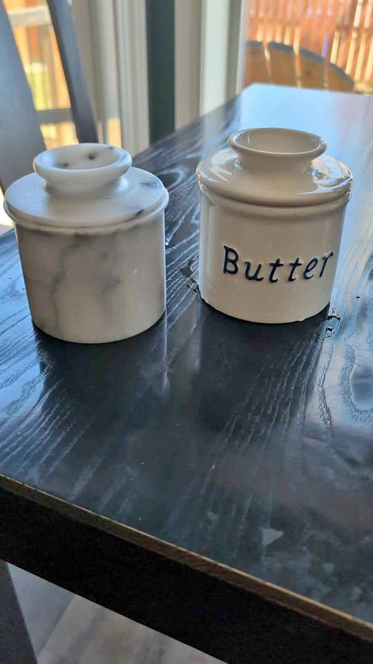 Cute Butter bell- Marble & Ceramic 'Butter' Dish