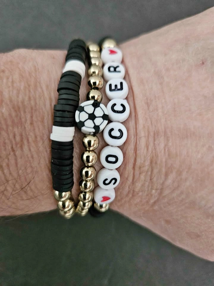 New Acrylic 3pcs Soccer Bracelet ⚽️