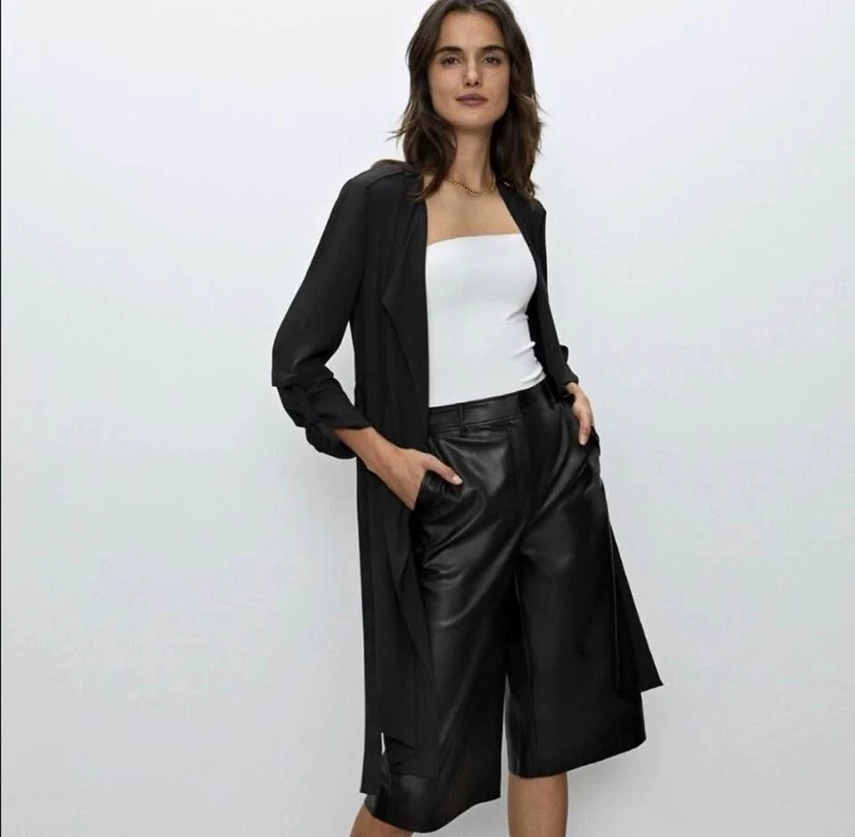 EUC Babaton Aritzia Black Flowy Trench Coat Blazer Cardigan XS