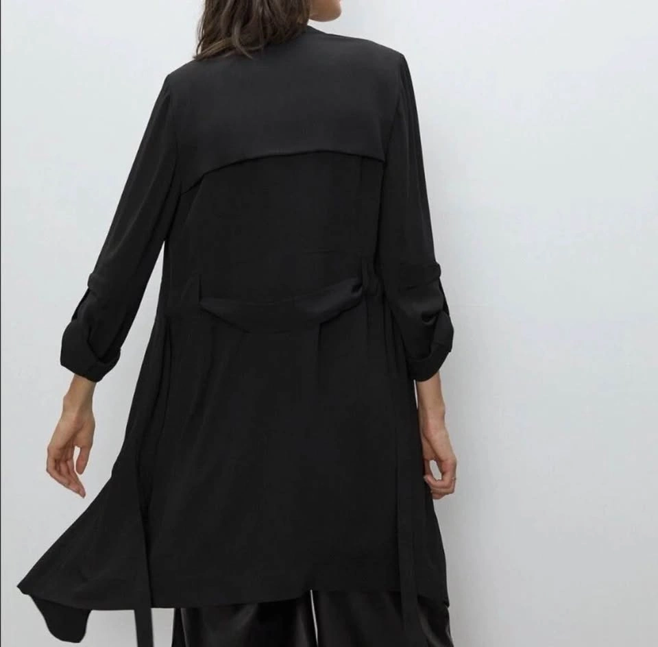 EUC Babaton Aritzia Black Flowy Trench Coat Blazer Cardigan XS - photo 2