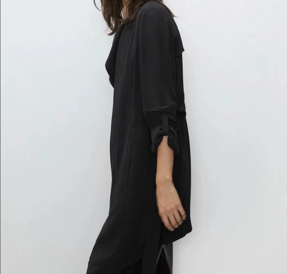 EUC Babaton Aritzia Black Flowy Trench Coat Blazer Cardigan XS - photo 3
