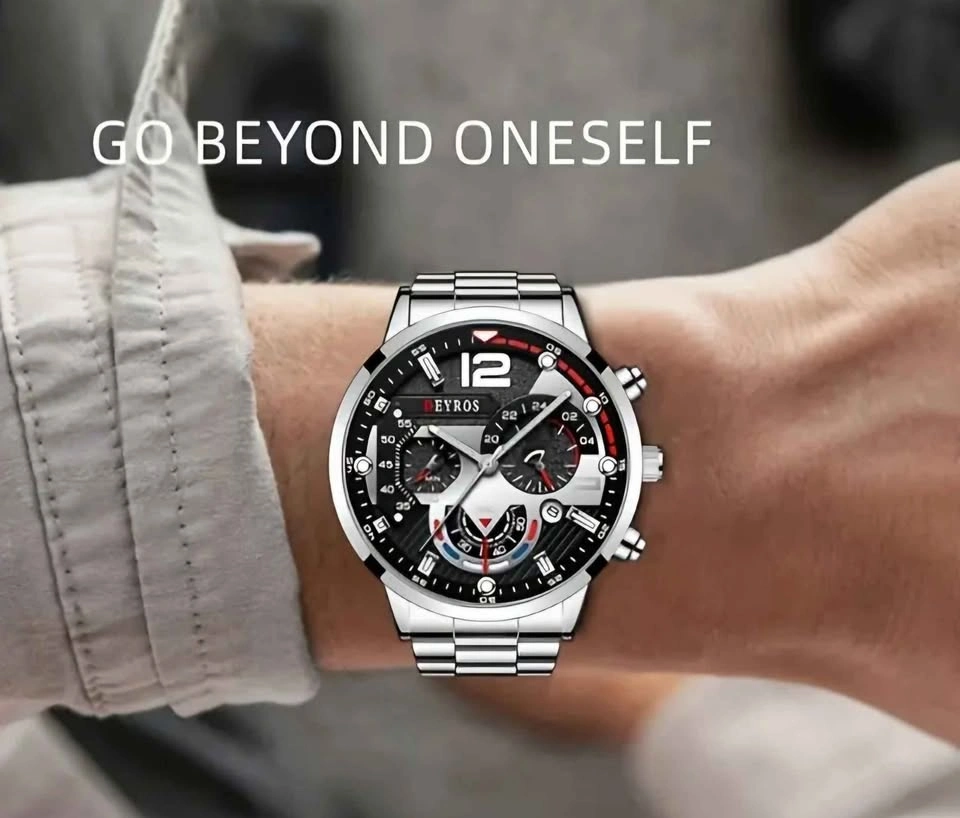 New 4pcs Stainless Steel Watch and Jewelry Set - photo 2