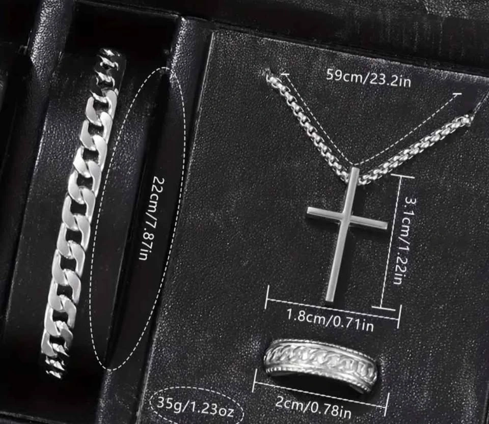 New 4pcs Stainless Steel Watch and Jewelry Set - photo 3