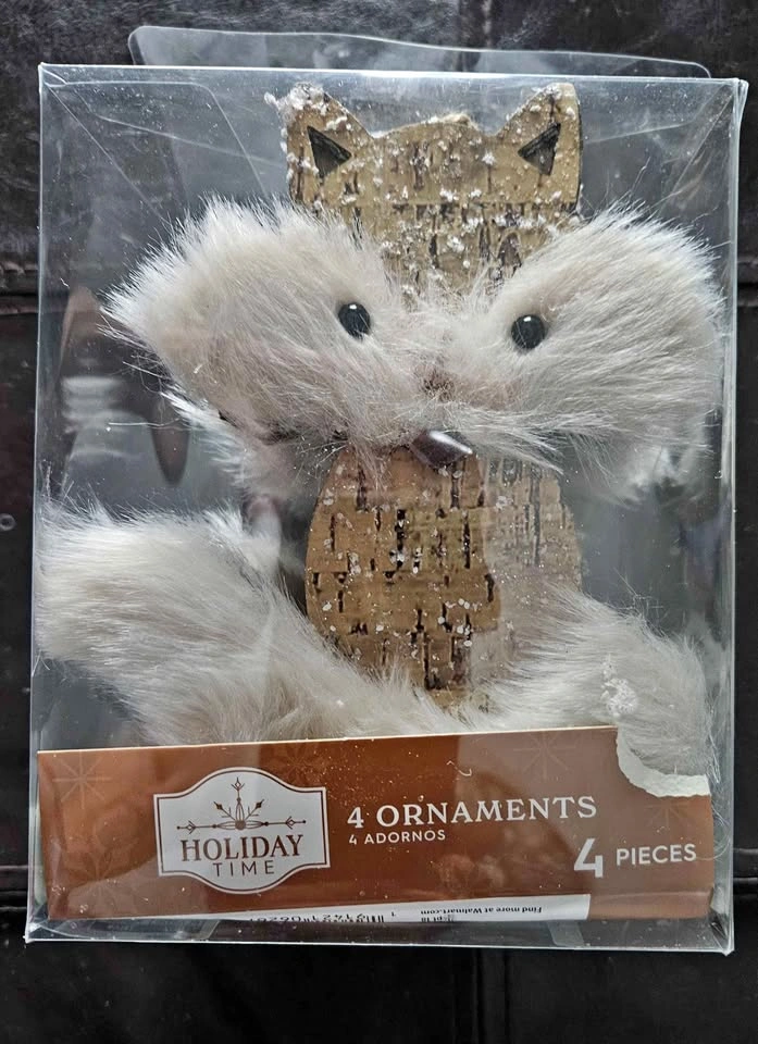 New 4Pcs Fox Christmas Ornaments