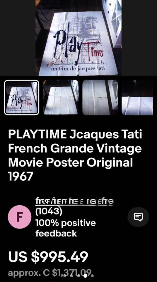 1967 Jacques Tati PLAYTIME Movie Poster - photo 4