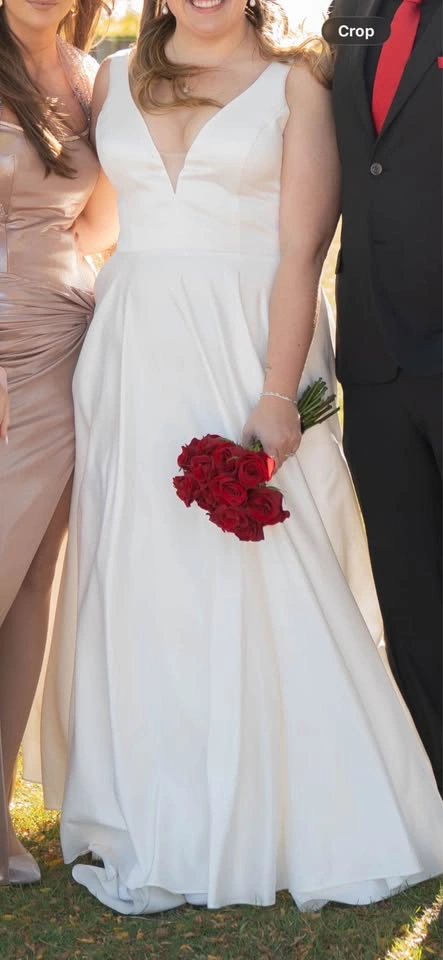 Minimalist Satin A-Line Wedding Dress – Size 20– Worn Once - photo 3