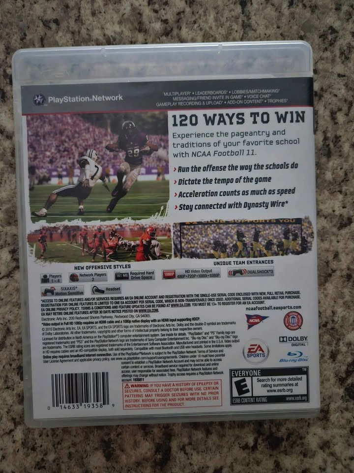 NCAA Football 11 Sony PlayStation 3 PS3 Game Complete With Manua - photo 3