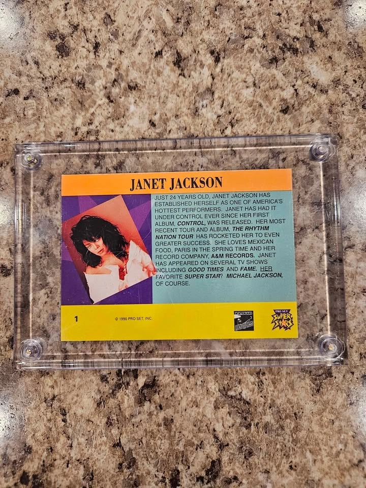 1990 Pro Set Super Stars Janet Jackson #1 Card - photo 2