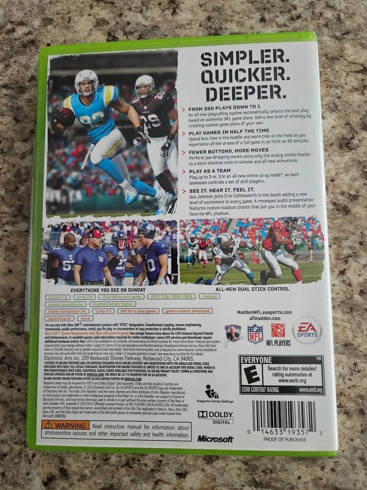 Xbox 360 Madden 11 NFL EA Sports Video Game - photo 2