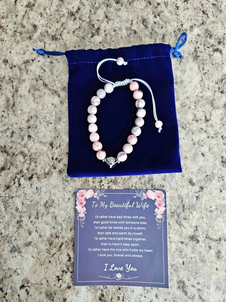 New "To My Beautiful Wife" Bracelet w/ Gift Card, Bag & Box