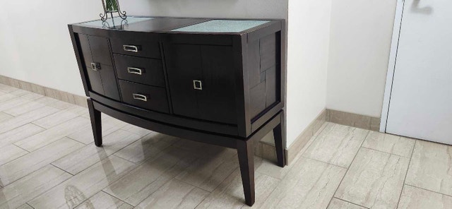 Dining Server - Dark Wood, Glass Top, 3 Drawers, 2 Cabinets - photo 2