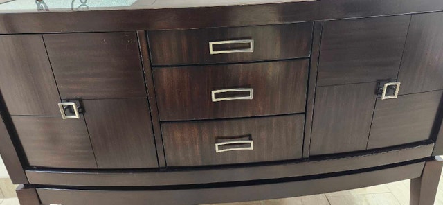 Dining Server - Dark Wood, Glass Top, 3 Drawers, 2 Cabinets - photo 3