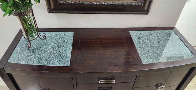 Dining Server - Dark Wood, Glass Top, 3 Drawers, 2 Cabinets - photo 4
