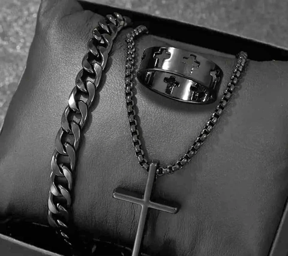 New 3pcs Mens/Women's Jewelry Set - Necklace, Bracelet and Ring