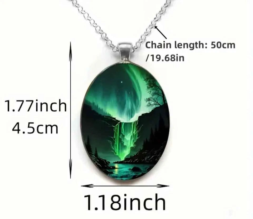 Elegant Northern Lights Oval Pendant Necklace - photo 2