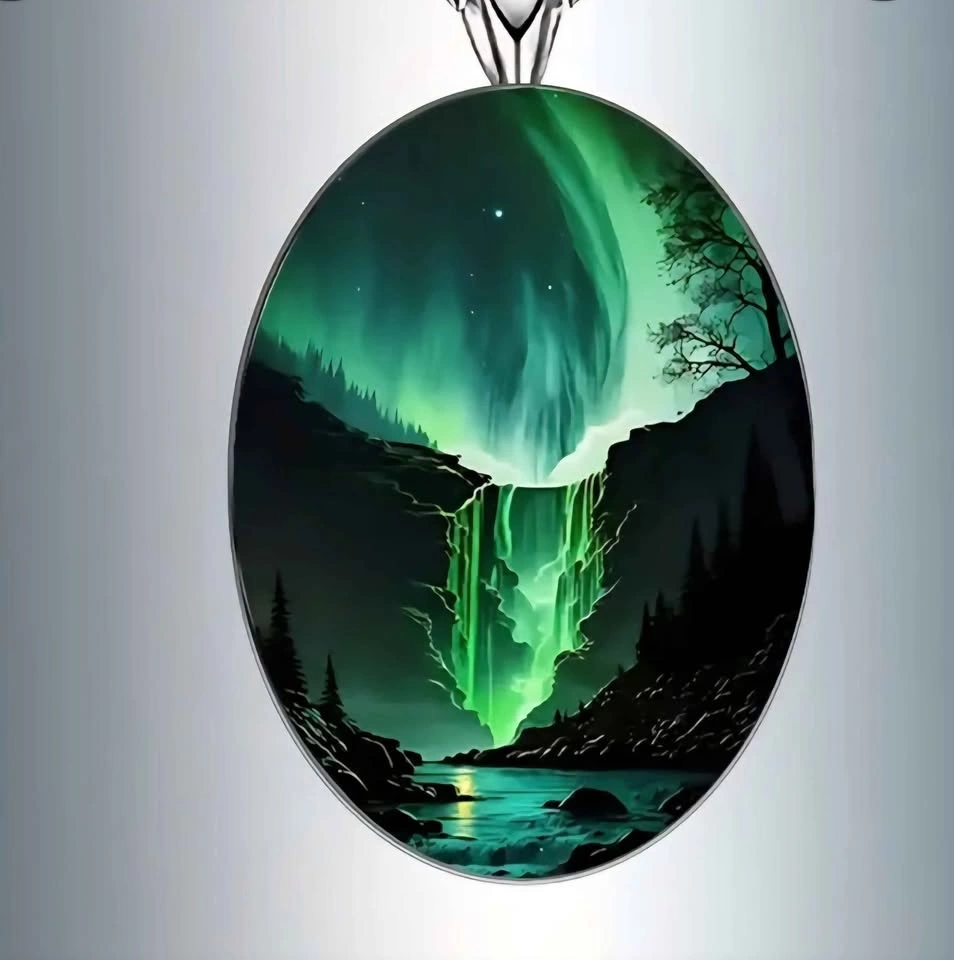 Elegant Northern Lights Oval Pendant Necklace - photo 5