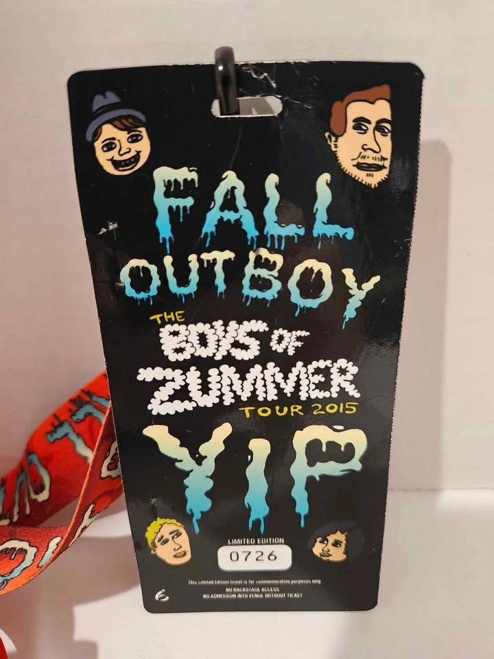 Fall Out Boys 2015 Backstage Pass Replica - Boys of Zummer Tour - photo 2