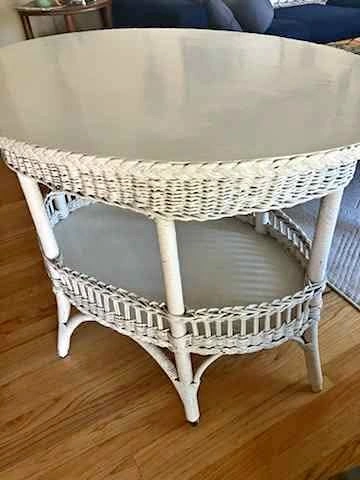 Vintage Wicker/Wood Two Shelf Table