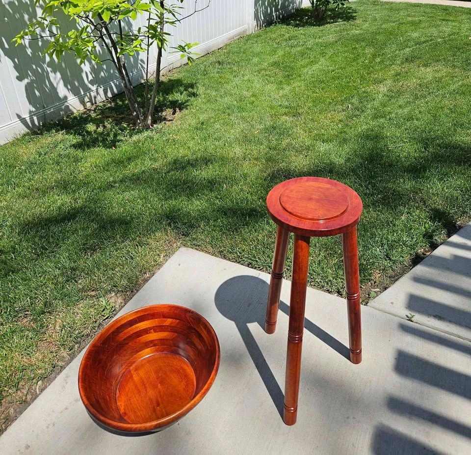 Mid-Century Wooden Decorative Bowl with Stand (16") - photo 3