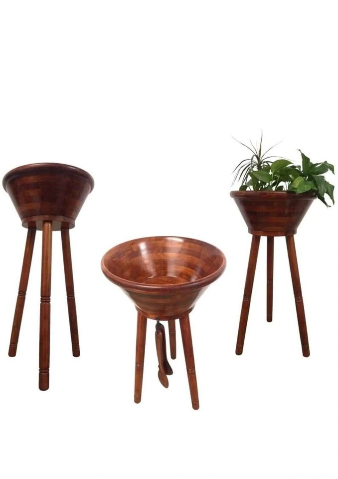 Mid-Century Wooden Decorative Bowl with Stand (16") - photo 4