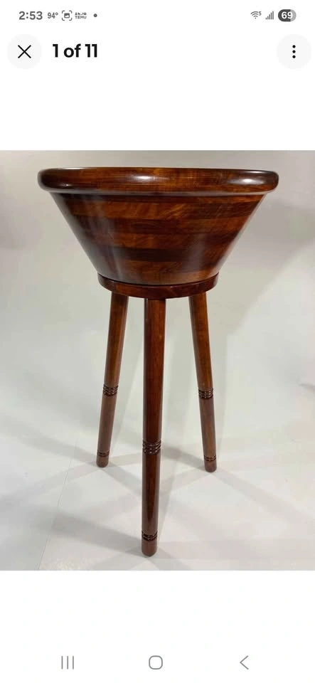 Mid-Century Wooden Decorative Bowl with Stand (16") - photo 5