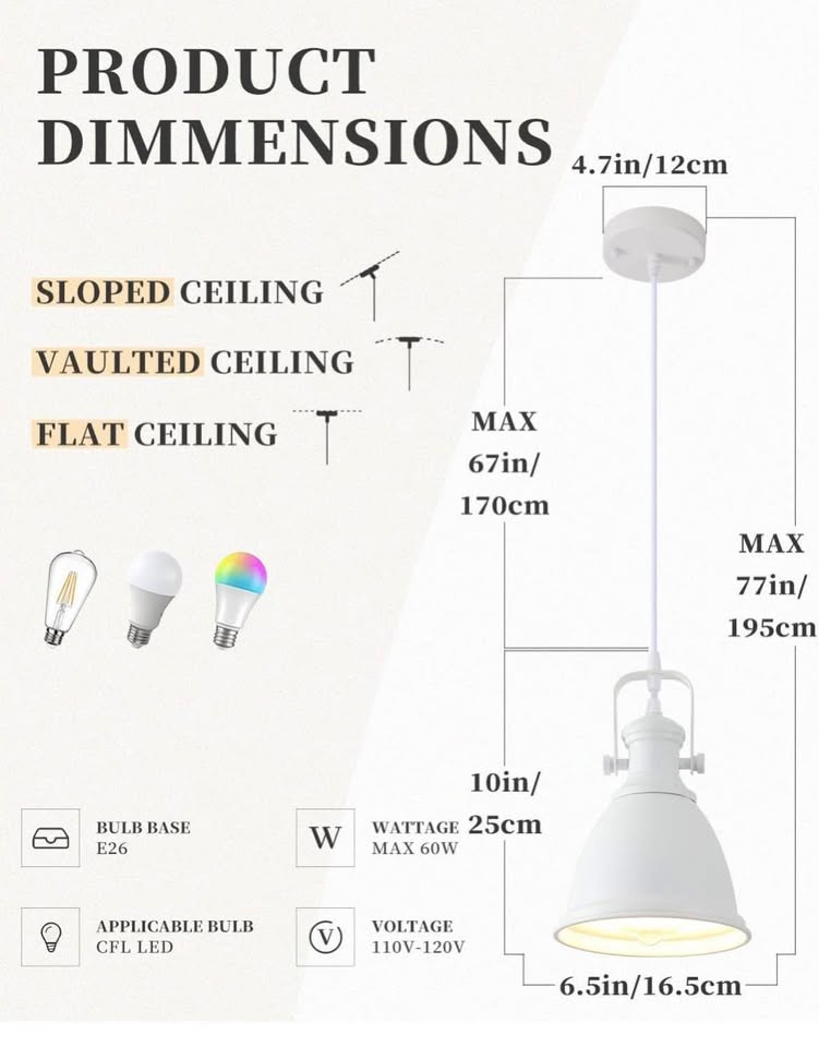 *NEW* White Pendant Lights Kitchen Island 3 Pack - photo 4