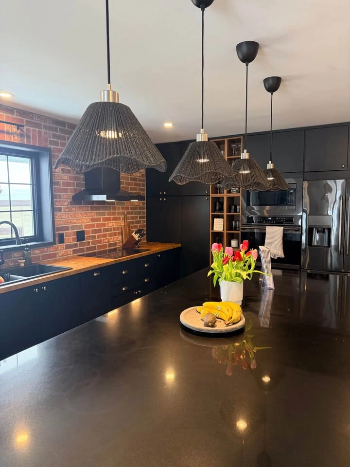 4 Black Wicker Pendant Lights
