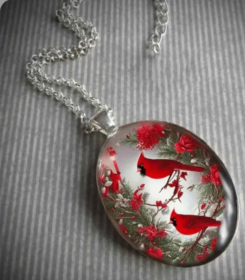 New Oval Resin Cardinal Pendant Necklace - photo 2
