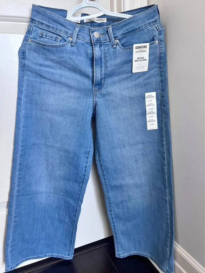 Levi Wide leg capri jeans Women size 6 (W28) NEW