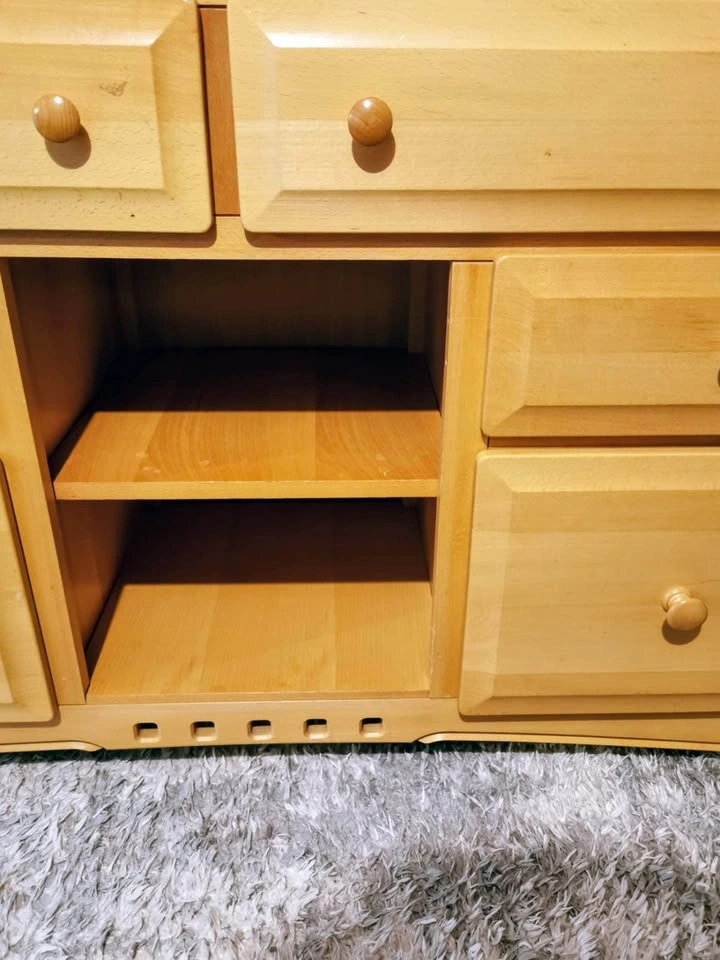Light Wooden Dresser with Drawers and Shelves - photo 3