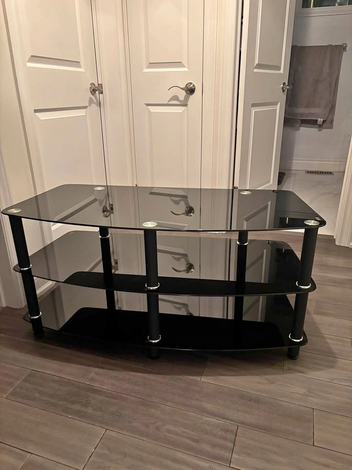 Black Tempered Glass TV Stand