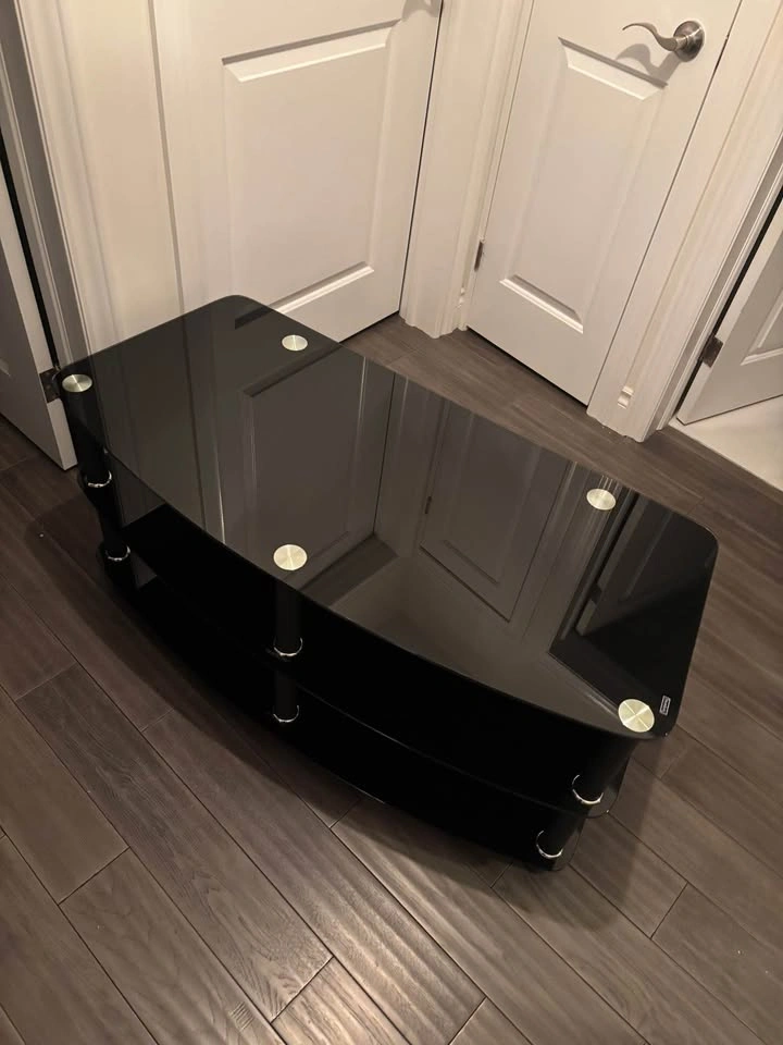 Black Tempered Glass TV Stand - photo 2