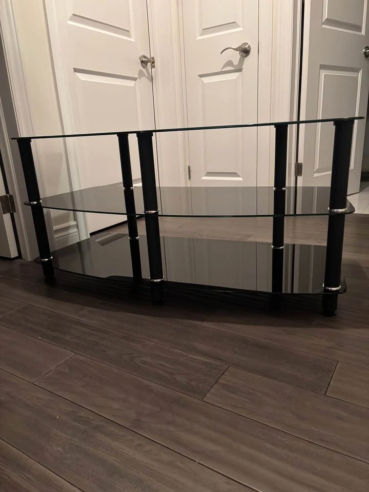 Black Tempered Glass TV Stand - photo 4