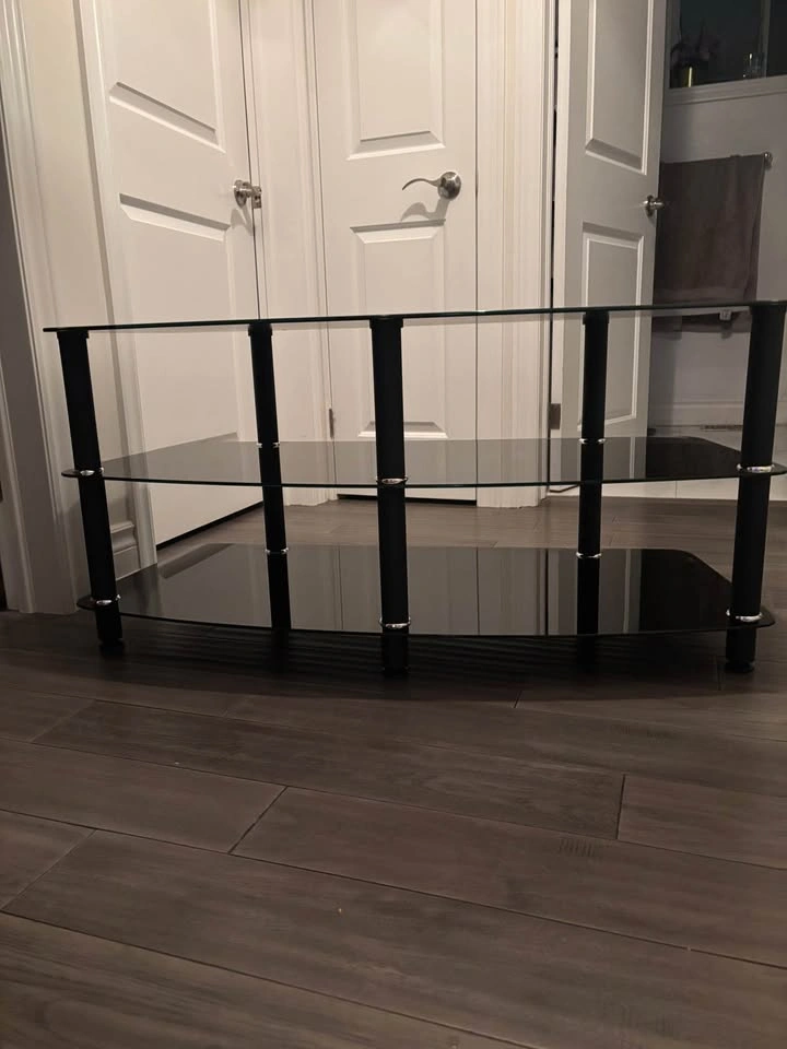Black Tempered Glass TV Stand - photo 5