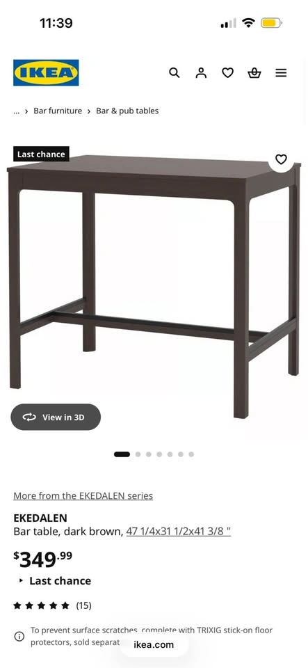 IKEA Ekedalen Dining Bar Table - photo 3